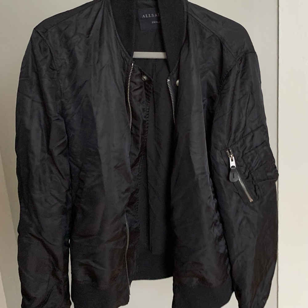 All Saints Myrtle Black Bomber Jacket